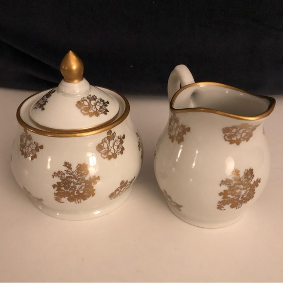 VINTAGE HAND PAINTED PORCELAINE DE FRANCE CREAM AND SUGAR SET - Picture 2 of 16